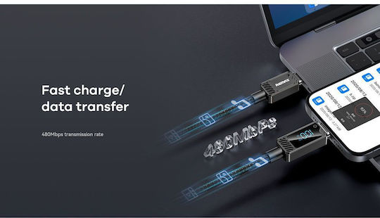 Remax Braided USB 2.0 Cable USB-C male - USB-C 100W PD Μαύρο 1.2m REMAX_RC-C069