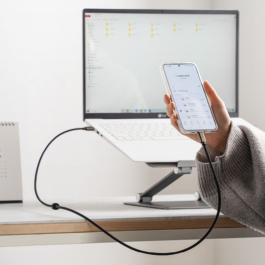 Ringke Regular USB 2.0 Cablu USB-C bărbătesc - USB-A 60W Negru 0.5m