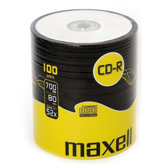 Maxell Εγγράψιμα CD-R 52x 700MB Cake Box 100τμχ