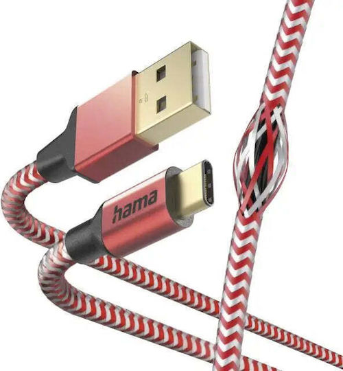 HAMA Cablu USB 2.0 USB-C Masculin - USB-A Roșu 1.5m 00201559