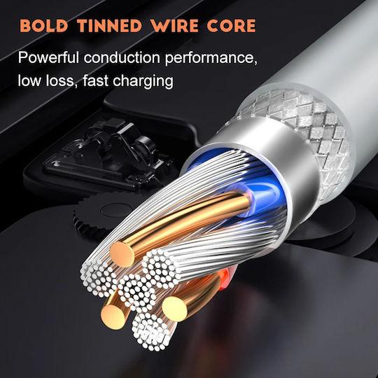 Techsuit USB 2.0 Cable USB-C male - USB-C 60W Λευκό 1m