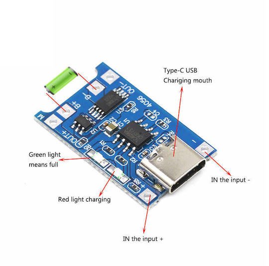 Optum Lithium Battery Charging Module TP4056 Type C