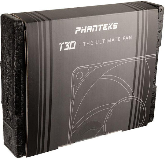 Phanteks F120T30 Gehäuselüfter (2000rpm / 67cfm) Ohne LEDs Beleuchtung und Verbindung 4-Pin PWM