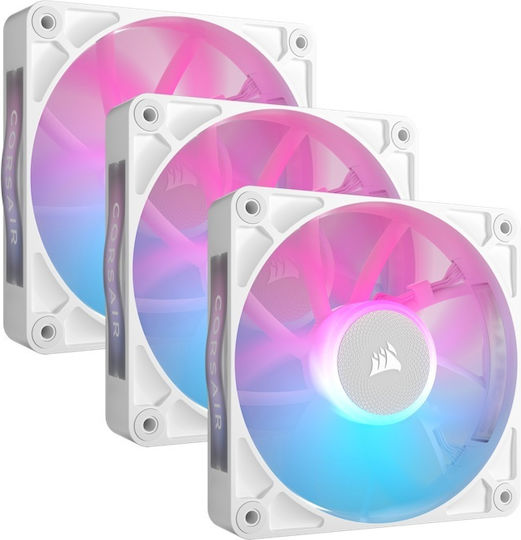 Corsair iCue Link RX120 Case Fan 2100rpm 74.2cfm with RGB Lighting and 4-Pin PWM Connection 3pcs White