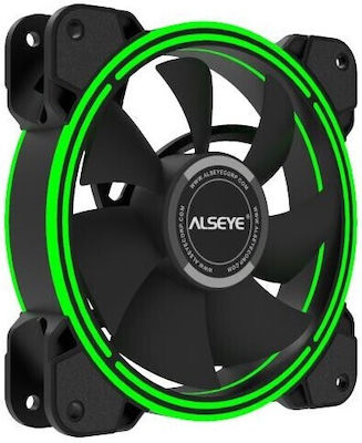 Alseye Halo 4.0 Case Fan 120mm με Πράσινο Φωτισμό και Σύνδεση 3-Pin / 4-Pin Molex