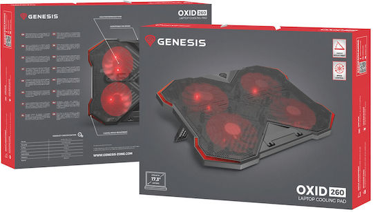 Genesis Oxid Cooling Pad για Laptop έως 17.3" με 4 Ανεμιστήρες