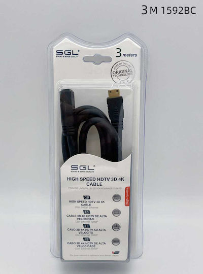 SGL HDMI Кабел HDMI Мъжки - HDMI Женски 3м Черен