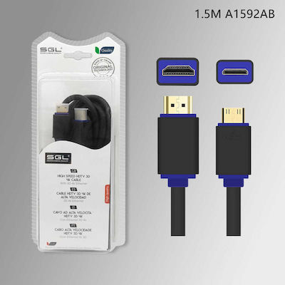 SGL Кабел HDMI мъжки - HDMI женски 1.5м Черно