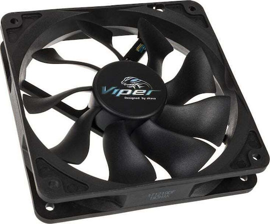Akasa Viper Gehäuselüfter 120mm (1900rpm / 83.63cfm) Ohne LEDs Beleuchtung und Verbindung 4-Pin PWM