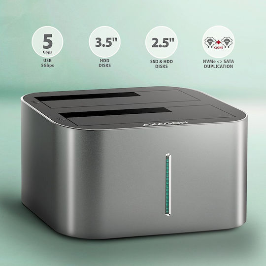 Axagon Docking Station για 2 Σκληρούς Δίσκους SATA 2.5" / 3.5" (AXA.PAR.0012)