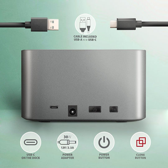 Axagon Docking Station για 2 Σκληρούς Δίσκους SATA 2.5" / 3.5" (AXA.PAR.0012)
