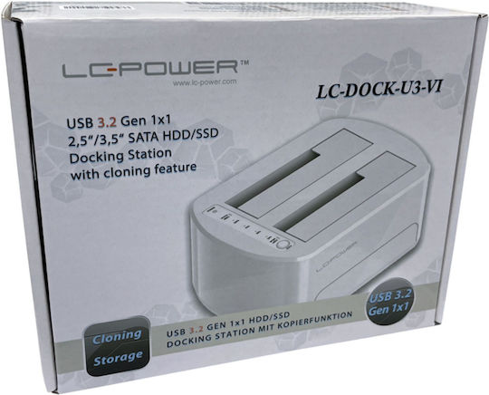 LC-Power Docking Station for 2 Hard Drives SATA 2.5" / 3.5" with Connection USB 3.2 (LC-DOCK-U3-VI)