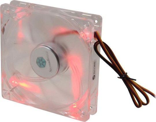 Silverstone FN121-P-RL Вентилатор за кутия 120 мм (1200 оборота / 58.47 куб.м/мин) с Червена светлина и 3-Pin Свързване Червен