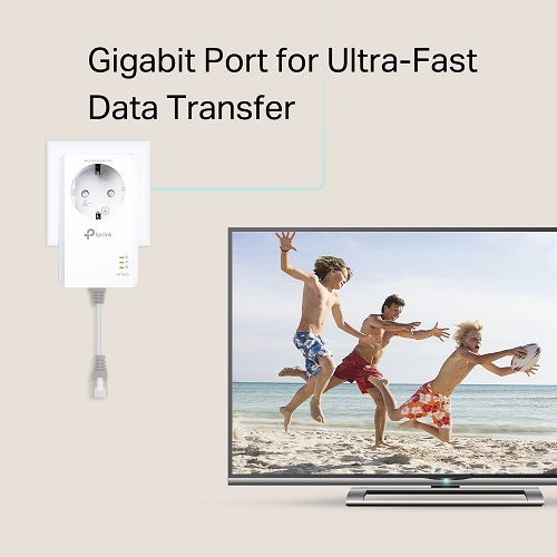 TP-LINK TL-PA7017P KIT v1 Powerline Dublu pentru Conexiune prin Cablu cu Prin trecere Prize și Port Gigabit Ethernet