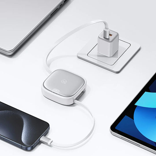 Usams US-SJ650 Ausziehbar / Tasche USB zu Typ-C,TC-TC / Blitzschlag / Micro-USB Kabel 3A Lila 1m (SJ650USB03)