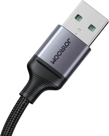 Joyroom SA21-1T3 Braided Cablu USB la Lightning / Type-C / micro USB cu mai multe porturi 2.4A Negru 1.2m