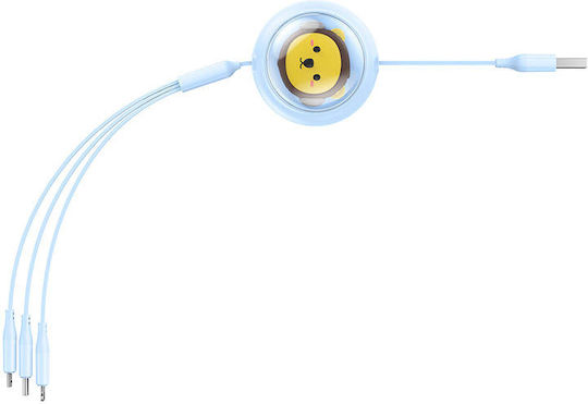 Baseus Flat / Retractable USB to Lightning / Type-C / micro USB Cable 3.5A Μπλε 1.1m
