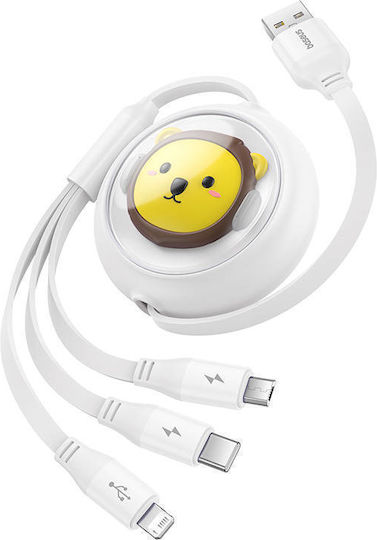 Baseus Leo Подвижен USB към Type-C Кабел 3.5Спецификация Бял 1.1м (P10362900211-00)