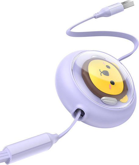 Baseus Retractable USB to Type-C Cable 3.5A Μωβ 1.1m