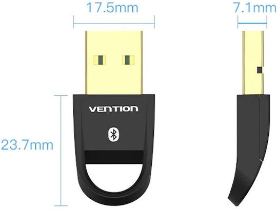 Vention USB Bluetooth 5.0 Адаптер с Обхват 20м Черен (CDSB0)