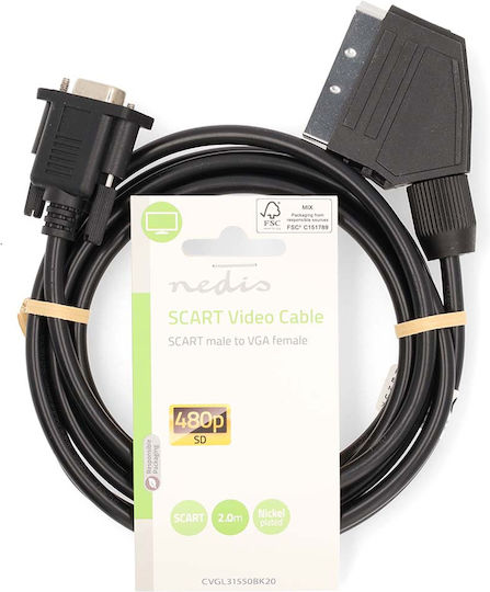 Nedis Cable Scart male - VGA female 2m Black CVGL31550BK20