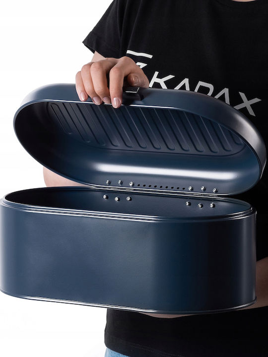 Kadax Inox Bread Box with Lid Blue