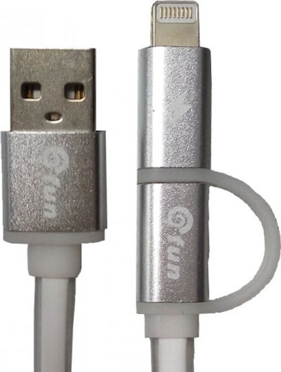 Gfun LED USB to Lightning/micro USB Cable Λευκό 1m (78-LED21WH)