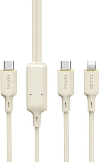 Dudao Regular USB to Lightning Type-C micro USB Cable Beige 1.2m 304004-156311