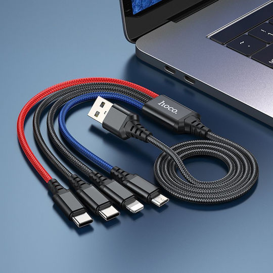 Hoco Geflochten USB zu Blitzschlag / Typ-C,TC-TC / Micro-USB Kabel 2A Schwarz 1m
