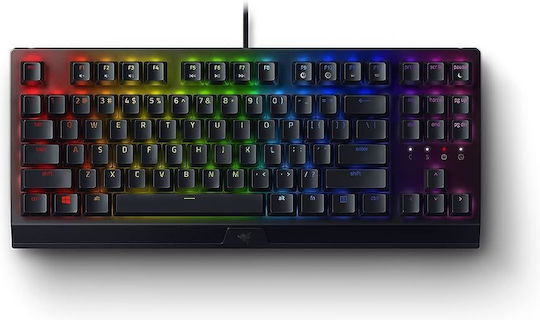 Razer BlackWidow V3 TKL Гейминг Механична Клавиатура Без ключове с Razer Yellow суичове и RGB подсветка (Английски US) Черен