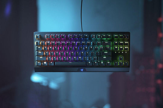 Razer BlackWidow V3 TKL Гейминг Механична Клавиатура Без ключове с Razer Yellow суичове и RGB подсветка (Английски US) Черен