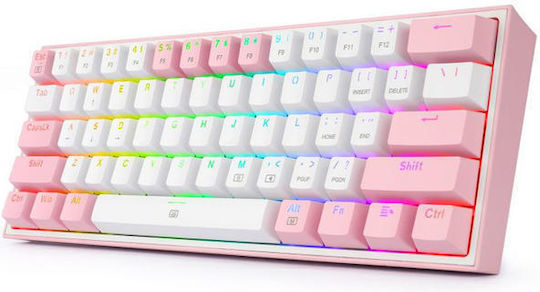 Redragon K616-RGB Fizz Pro Gaming Μηχανικό Πληκτρολόγιο 60% με Custom Red διακόπτες και RGB φωτισμό (Αγγλικό US) Pink/White
