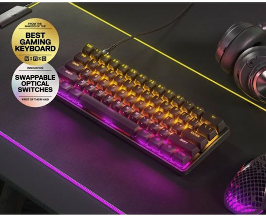 SteelSeries Apex 9 Οπτικό Gaming Πληκτρολόγιο 60% με SteelSeries OptiPoint διακόπτες και RGB φωτισμό (Αγγλικό US)
