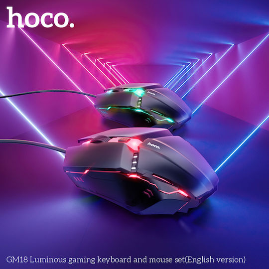 Hoco GM18 Luminous Σετ Gaming Πληκτρολόγιο με RGB φωτισμό & Ποντίκι (Αγγλικό US)