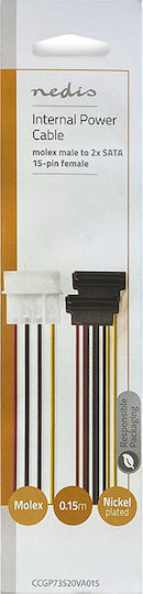 Nedis Molex cu 4 pini - 15-Pin Sata Cablu 0.15m Multicolor (CCGP73520VA015)