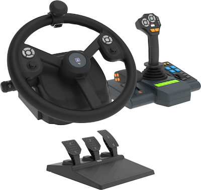 Hori Farming Vehicle Control System Volan cu Schimbător de Viteze și Pedale pentru PC cu 900° Grade de Rotire