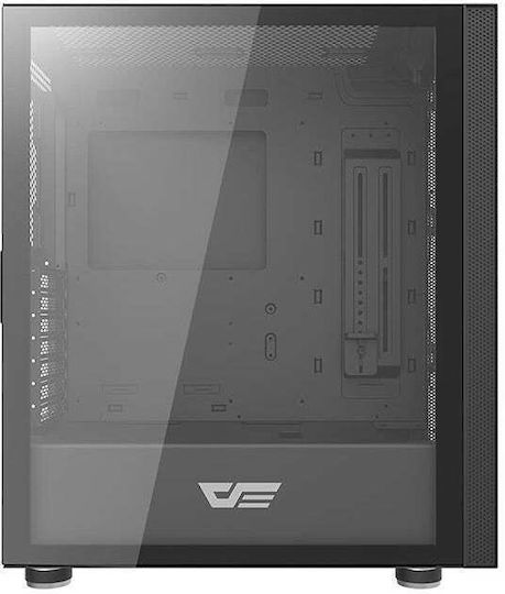 Darkflash DK210 Геймърско бюро Пълна кула Компютърна кутия със страничен прозорец и RGB осветление Черен