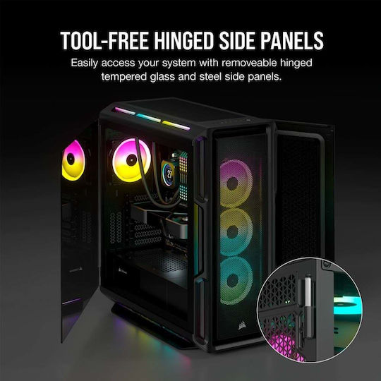 Corsair ICUE 5000T RGB Gaming Midi-Turm Computergehäuse mit Seitenfenster Schwarz
