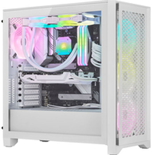 Corsair 4000D RGB Airflow Gaming Midi-Turm Computergehäuse mit Seitenfenster Weiß