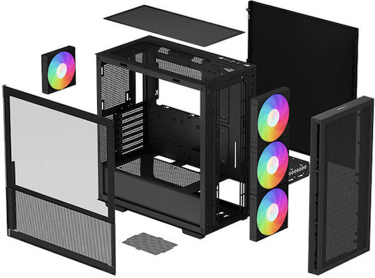 Deepcool CH560 Gaming Middle Tower Carcasă Calculator cu Fereastră Laterală și Iluminare RGB Negru