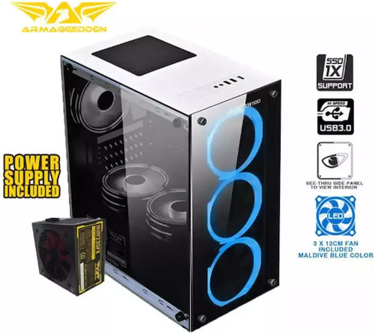 Armaggeddon NIMITZ TR1100 Gaming Middle Tower Carcasă PC cu Deschidere Laterală Neagră