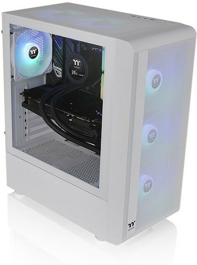 Thermaltake S200 TG Gaming Midi Tower Κουτί Υπολογιστή με Πλαϊνό Παράθυρο και RGB Φωτισμό Λευκό