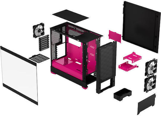 Fractal Design Pop Air Gaming Mini Tower Κουτί Υπολογιστή με Πλαϊνό Παράθυρο και RGB Φωτισμό RGB Magenta Core
