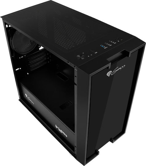 Genesis Irid 353 ARGB Геймърско Micro Tower Компютърна Кутия с Страничен Прозорец Черна