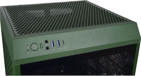 Thermaltake The Tower 200 Snow Mini Chassis Гейминг Мини кула Компютърна кутия със страничен прозорец Състезателно зелено