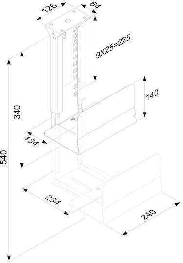 Newstar CPU-D200 Black Desk Mounted Computer Tower Stand