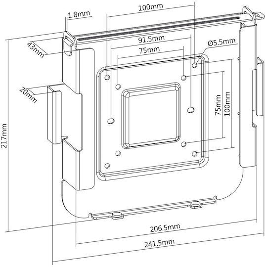 Maclean Mc-473 Mac Mini стойка Vesa 75x75 100x100 съвместима с Mac Mini произведен след 2014