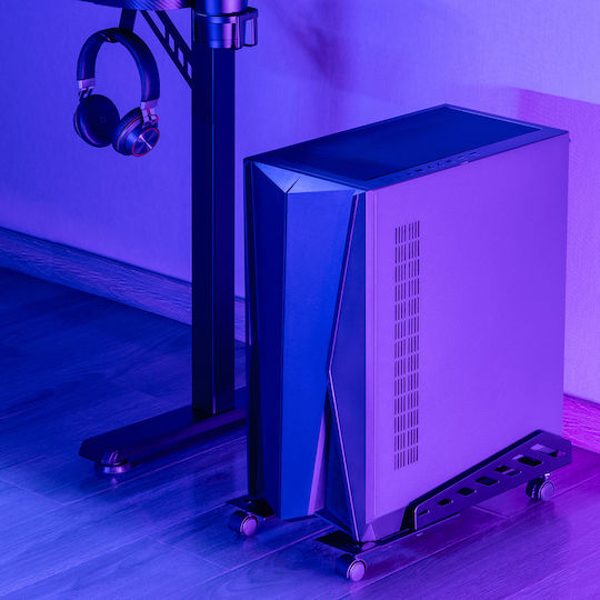 Maclean Energy Desk Mounted Computer Tower Stand with Casters RS480