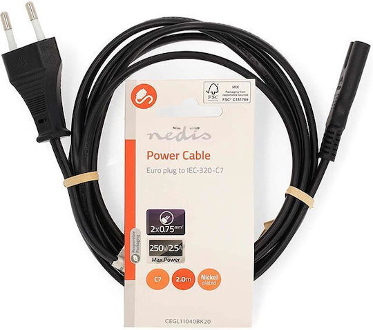 Nedis Euro - IEC C7 Cable 2m Μαύρο CEGL11040BK20