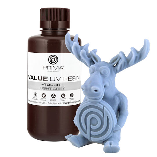 PrimaCreator Value UV / DLP Tough Harz für 3D-Drucker Light Grey 500ml (PV-RT-B405-0500-LG)
